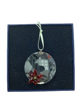 Swarovski Retired Crystal Poinsettia Window Ornament In Box